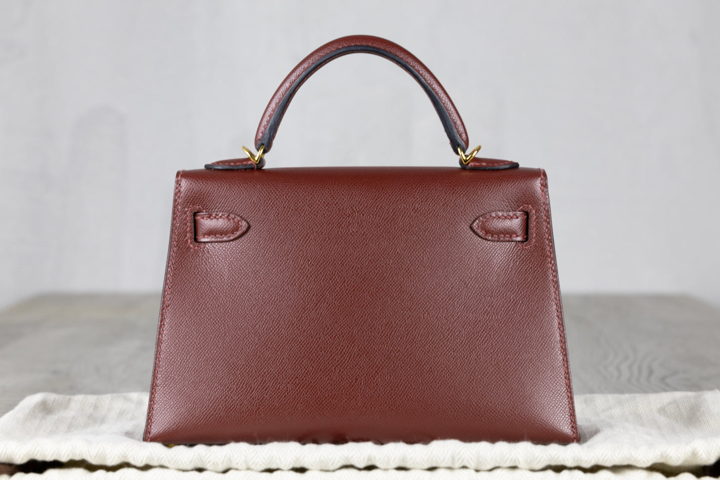Hermès K20 Mini Kelly II 20 Sellier Bag in Burgundy Epsom Leather with Gold Hardware
