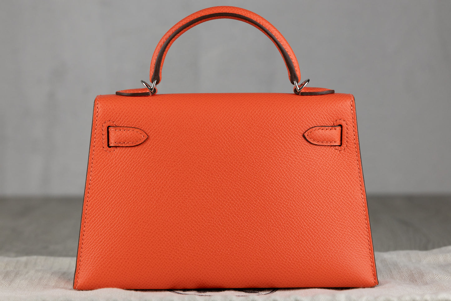 Hermès K20 Mini Kelly II 20 Sellier Bag in Orange Field Epsom Leather with Palladium Hardware W Stamp