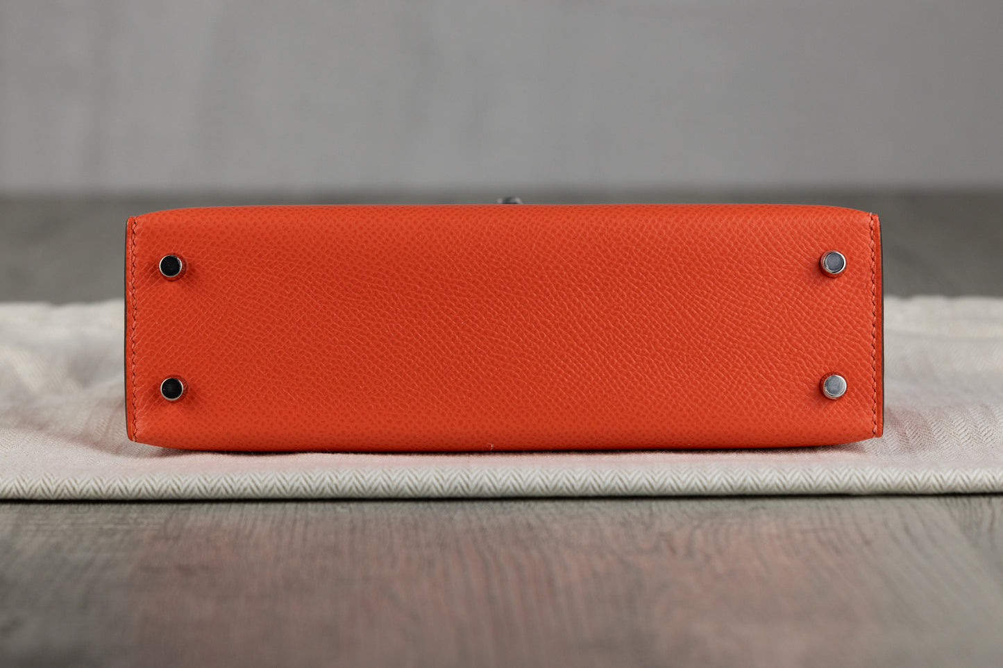 Hermès K20 Mini Kelly II 20 Sellier Bag in Orange Field Epsom Leather with Palladium Hardware W Stamp