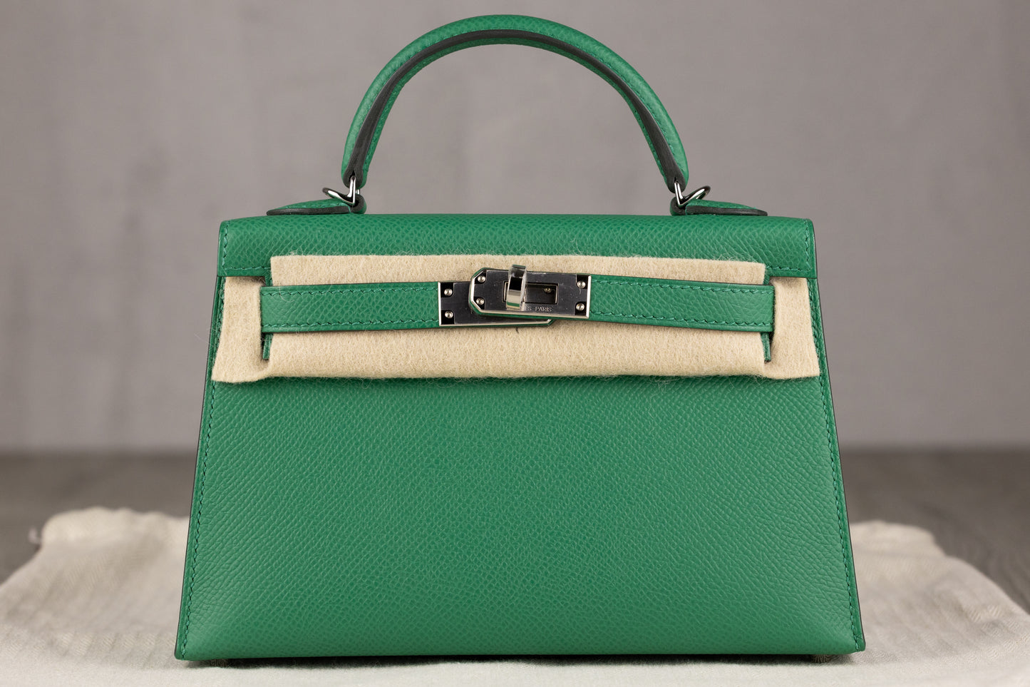 Hermès K20 Mini Kelly II 20 Sellier Bag in Vert Vertigo Epsom Leather with Palladium Hardware