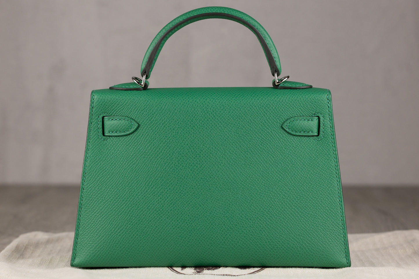 Hermès K20 Mini Kelly II 20 Sellier Bag in Vert Vertigo Epsom Leather with Palladium Hardware