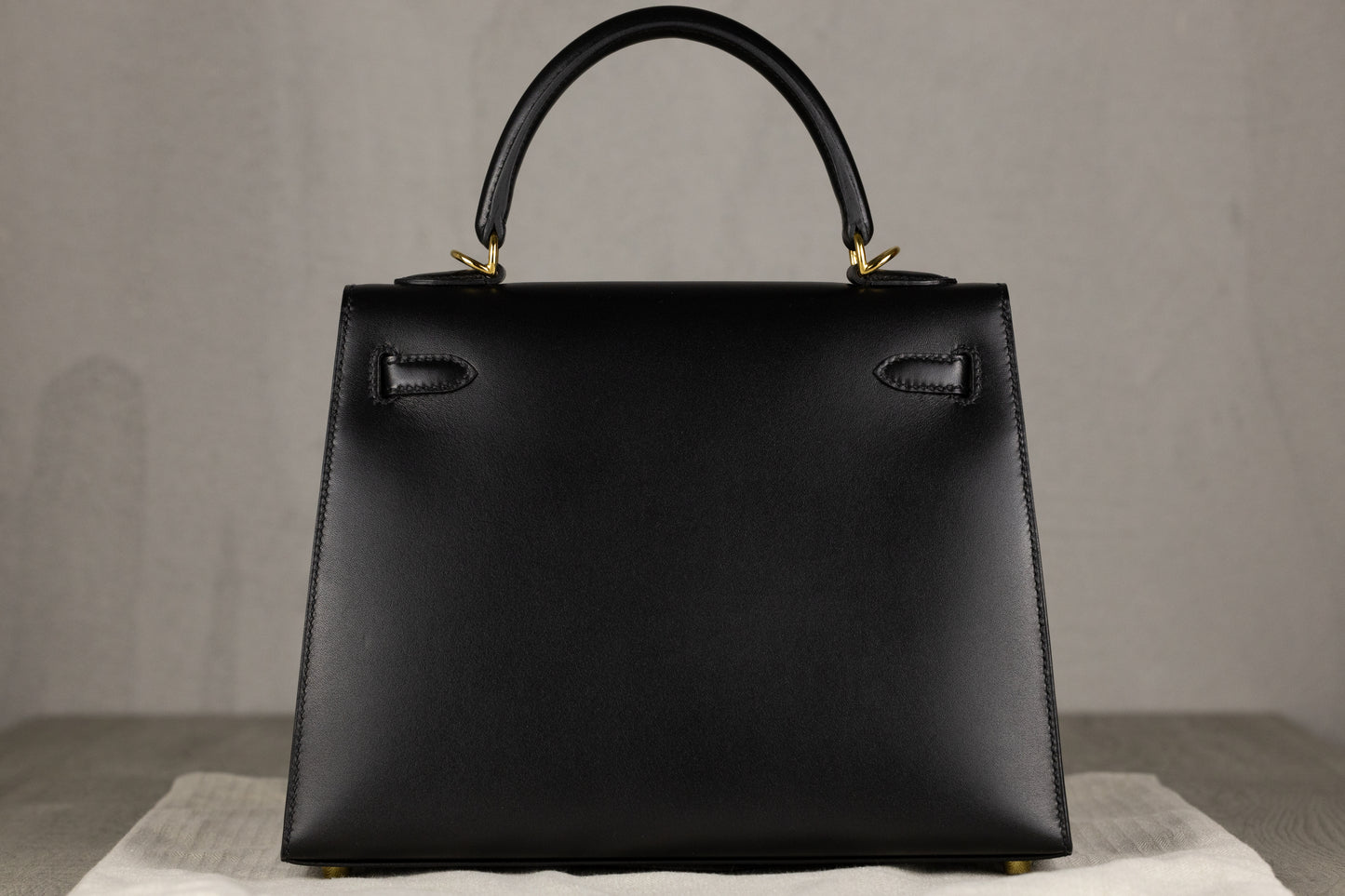 Hermès K25 Kelly II 25 Sellier Bag in Noir Box Calf Leather with Gold Hardware