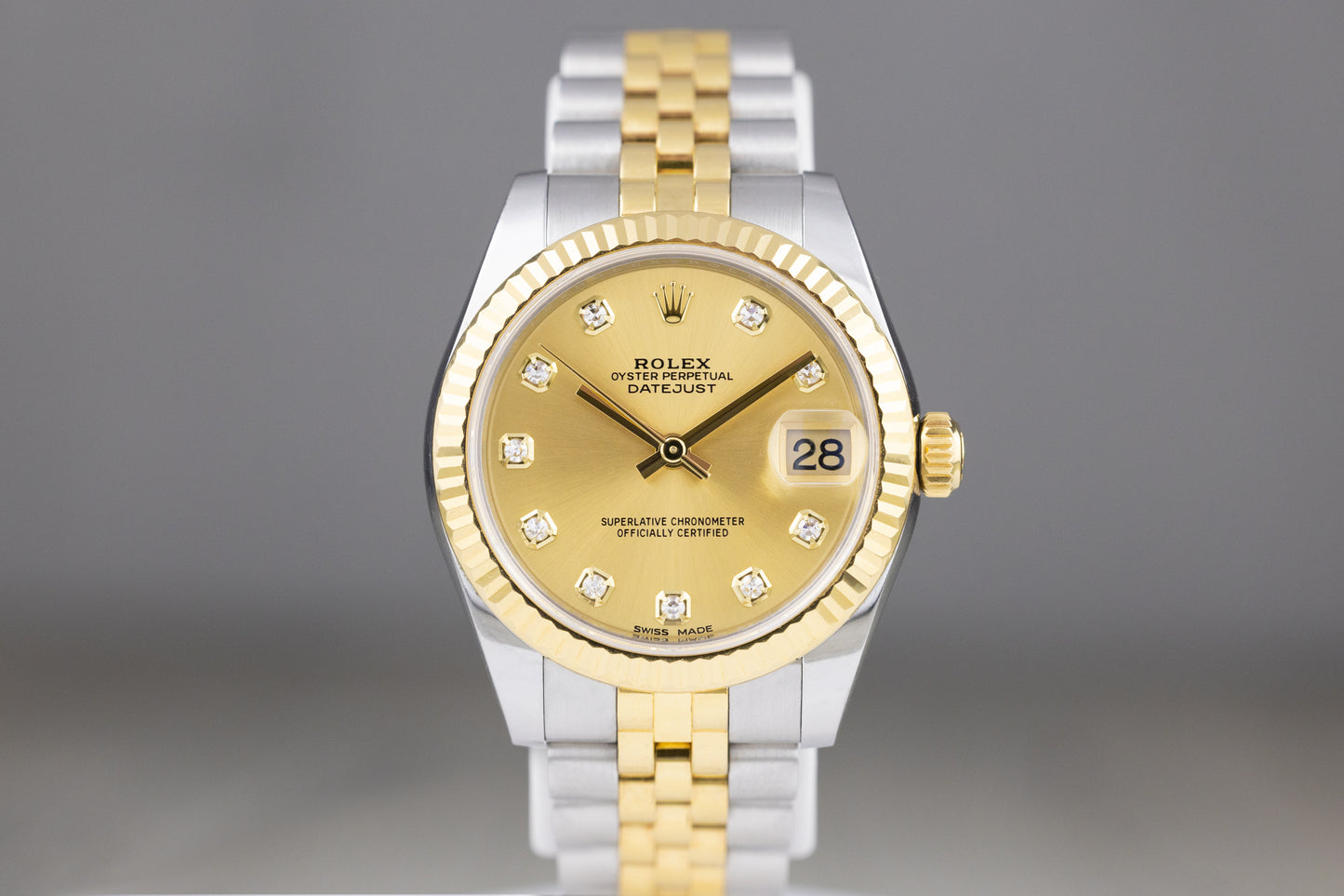 Rolex 178273 Datejust 31 Yellow Gold/Stainless Steel Champagne Diamond Dial
