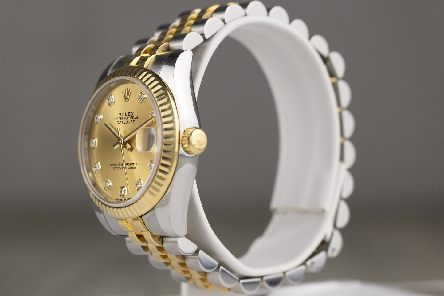 Rolex 178273 Datejust 31 Yellow Gold/Stainless Steel Champagne Diamond Dial
