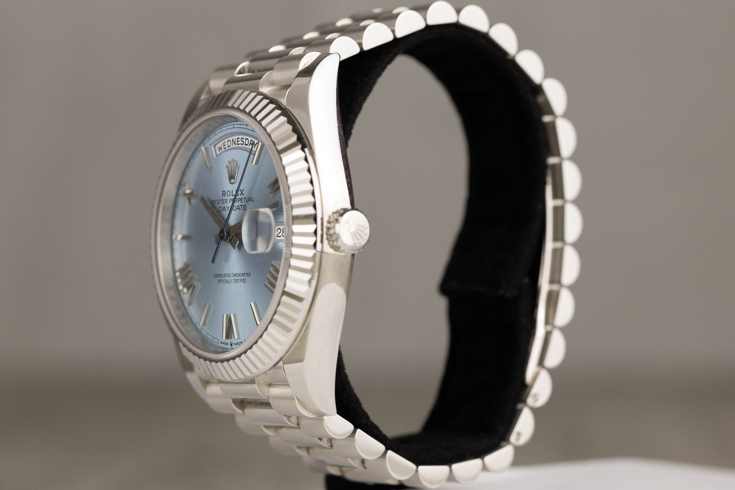 Rolex 228236 Day-Date 40 Platinum Ice Blue Roman Numeral Dial