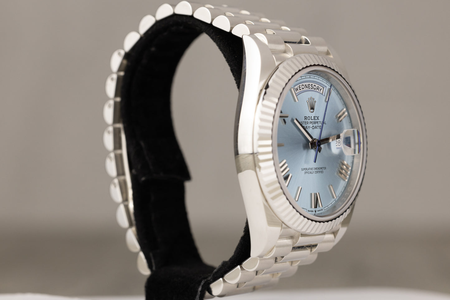 Rolex 228236 Day-Date 40 Platinum Ice Blue Roman Numeral Dial