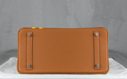 Hermès B30 Birkin 30 Retourne Bag in Officer Gold Togo Leather with Palladium Hardware