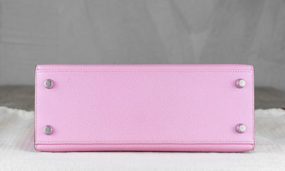 Hermès K25 Kelly II 25 Sellier Bag in Mauve Sylvester Epsom Leather U Stamp with Palladium Hardware