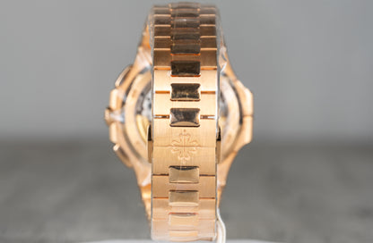 Patek Philippe Nautilus 5990/1R-001 Travel Time Chronograph Rose Gold Blue Dial 2021