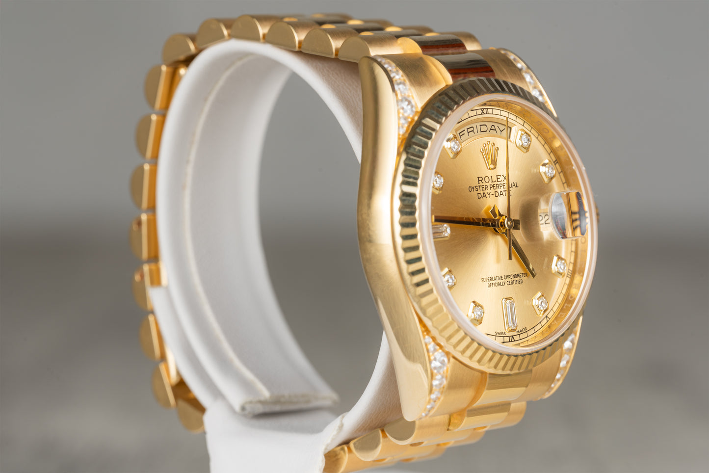 Rolex Day-Date Champ Baguette Dial and Diamond Case Full 18K Yellow Gold 2013 118338