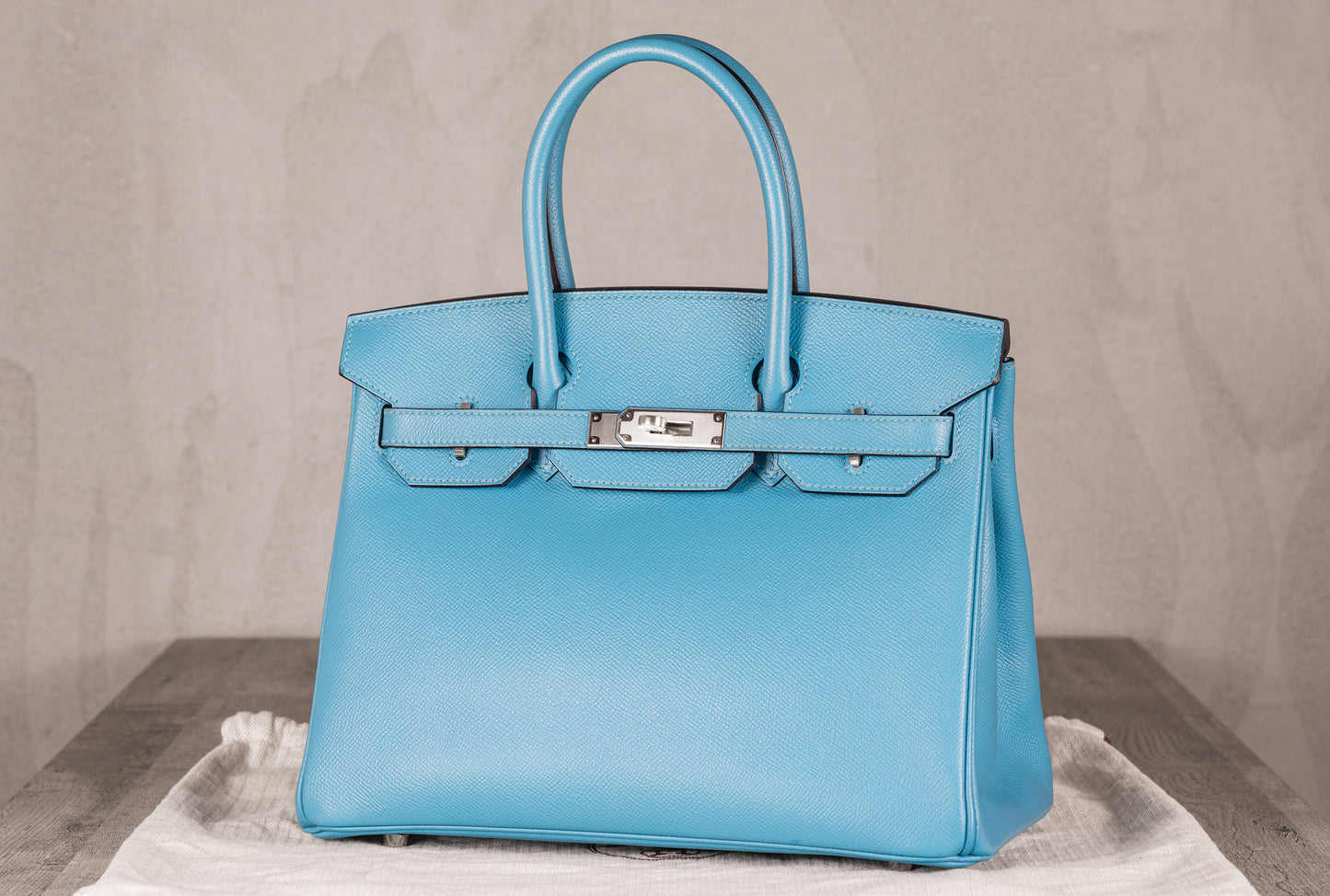 Hermès B30 Birkin 30 Retourne Bag in Blue De Nord Epsom Leather with Palladium Hardware