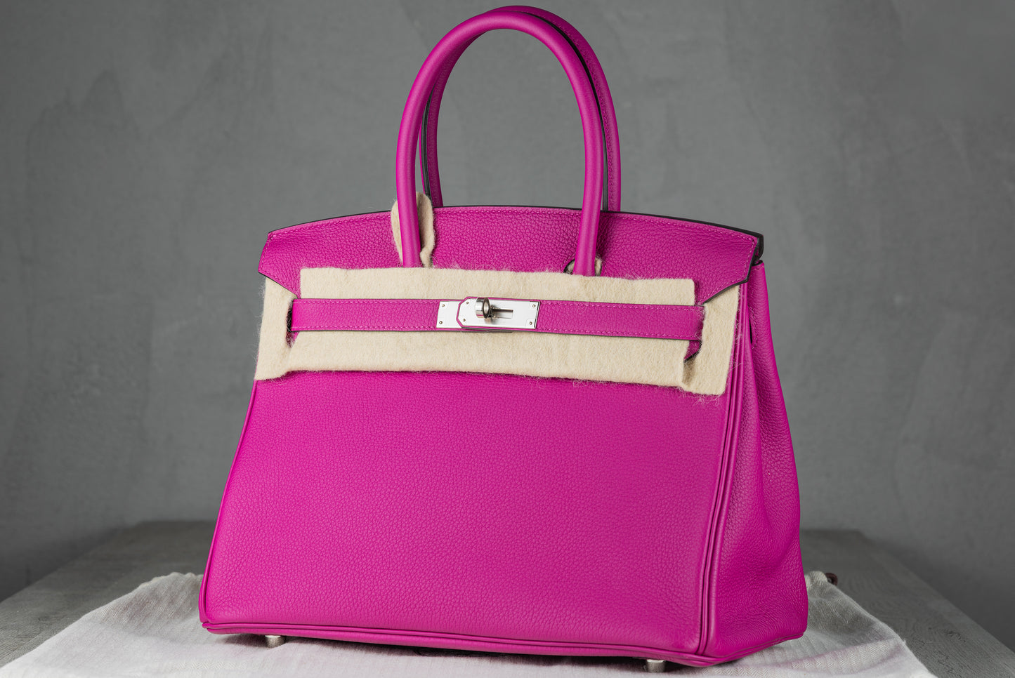 Hermès B30 Birkin 30 Retourne Bag in Rose Poupre in Togo Leather with Palladium Hardware