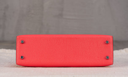 Hermès K20 Mini Kelly II 20 Sellier Bag in Rose Lipstick Epsom Leather with Palladium Hardware