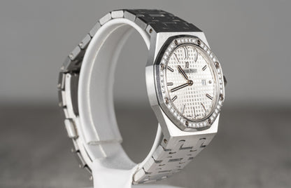 Audemars Piguet Ladies Royal Oak White Dial w/ Factory Diamond Bezel 67651ST