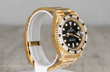 Rolex GMT Master II 18K Yellow Gold & Diamonds & Black Sapphire 116758SANR