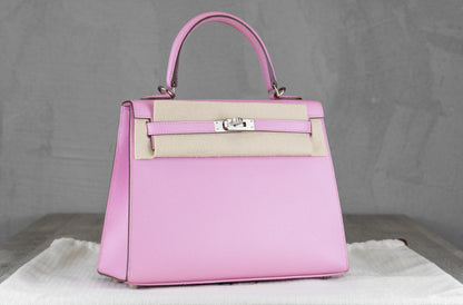 Hermès K25 Kelly II 25 Sellier Bag in Mauve Sylvester Epsom Leather U Stamp with Palladium Hardware