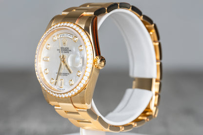 Rolex Day-Date Mother Of Pearl Factory Bezel Baguette Stone Dial 2019 M118348