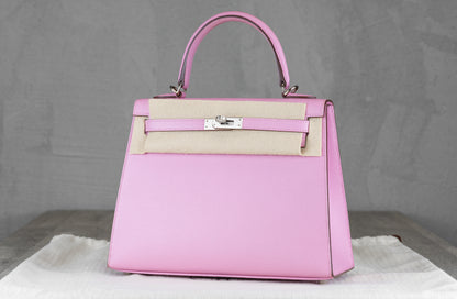 Hermès K25 Kelly II 25 Sellier Bag in Mauve Sylvester Epsom Leather U Stamp with Palladium Hardware