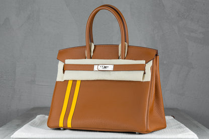 Hermès B30 Birkin 30 Retourne Bag in Officer Gold Togo Leather with Palladium Hardware