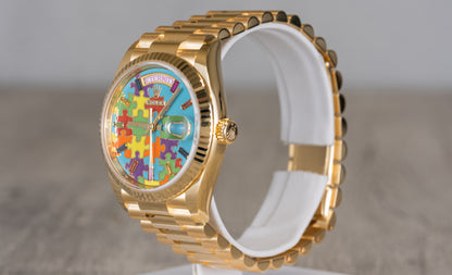 Rolex Day-Date 36 President Yellow Gold Jigsaw Emoji Puzzle Dial 128238