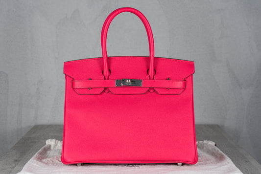 Hermès B30 Birkin 30 Retourne Bag in Rose Extreme Epsom Leather with Palladium Hardware