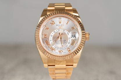 Rolex Sky Dweller Rose Gold Sun Dust Roman Dial 326935