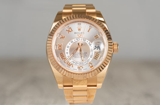 Rolex Sky Dweller Rose Gold Sun Dust Roman Dial 326935