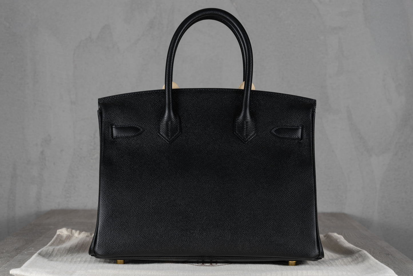 Hermès B30 Birkin 30 Retourne Bag in Noir Epsom Leather with Gold Hardware