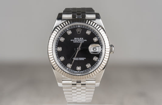 Rolex Datejust 41mm Fluted Bezel Black Diamond Dial Jubilee - 126334 - 2021