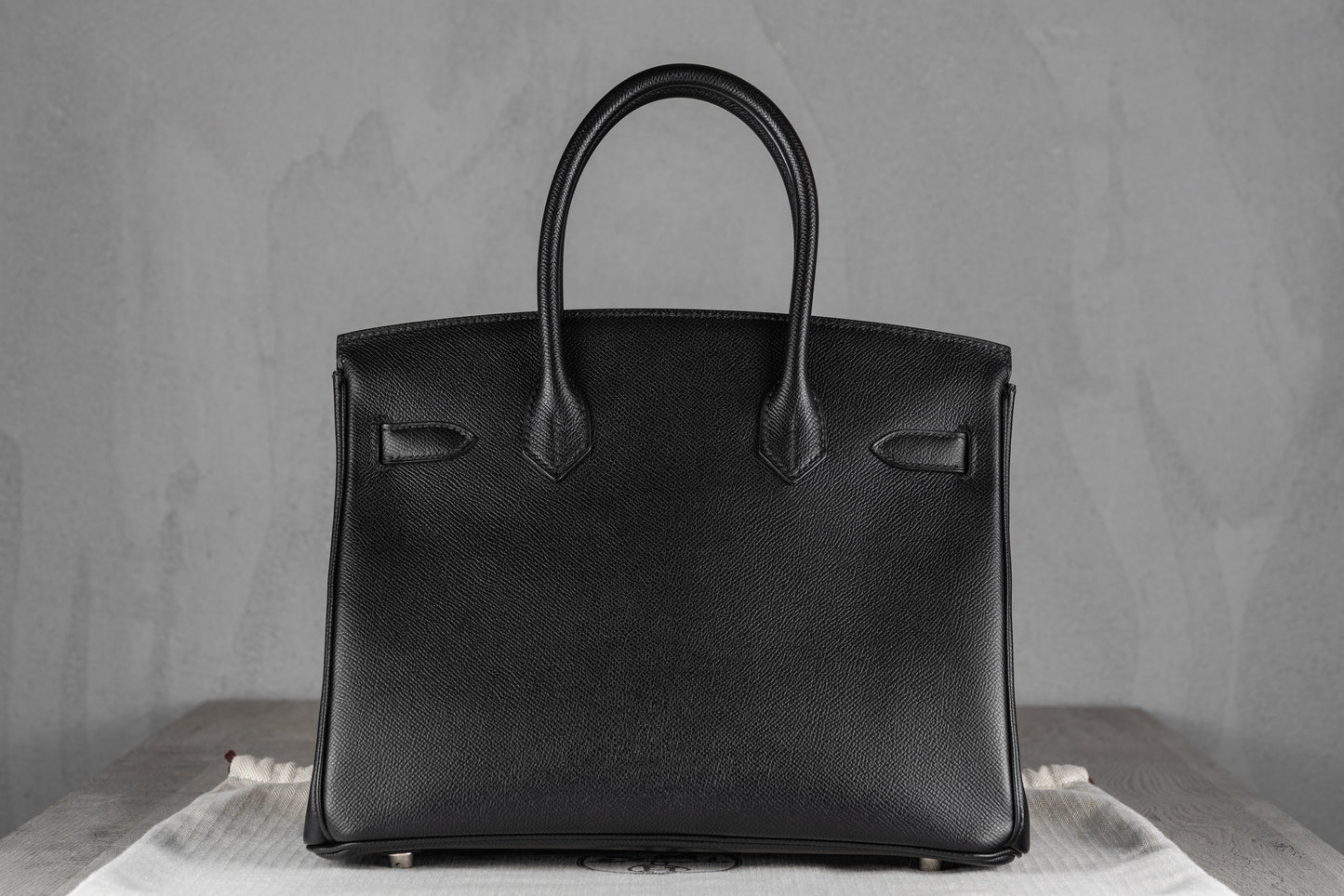 Hermès B30 Birkin 30 Retourne Bag in Noir Epsom Leather with Palladium Hardware