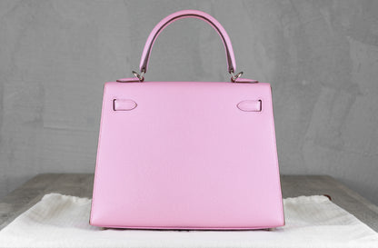 Hermès K25 Kelly II 25 Sellier Bag in Mauve Sylvester Epsom Leather U Stamp with Palladium Hardware