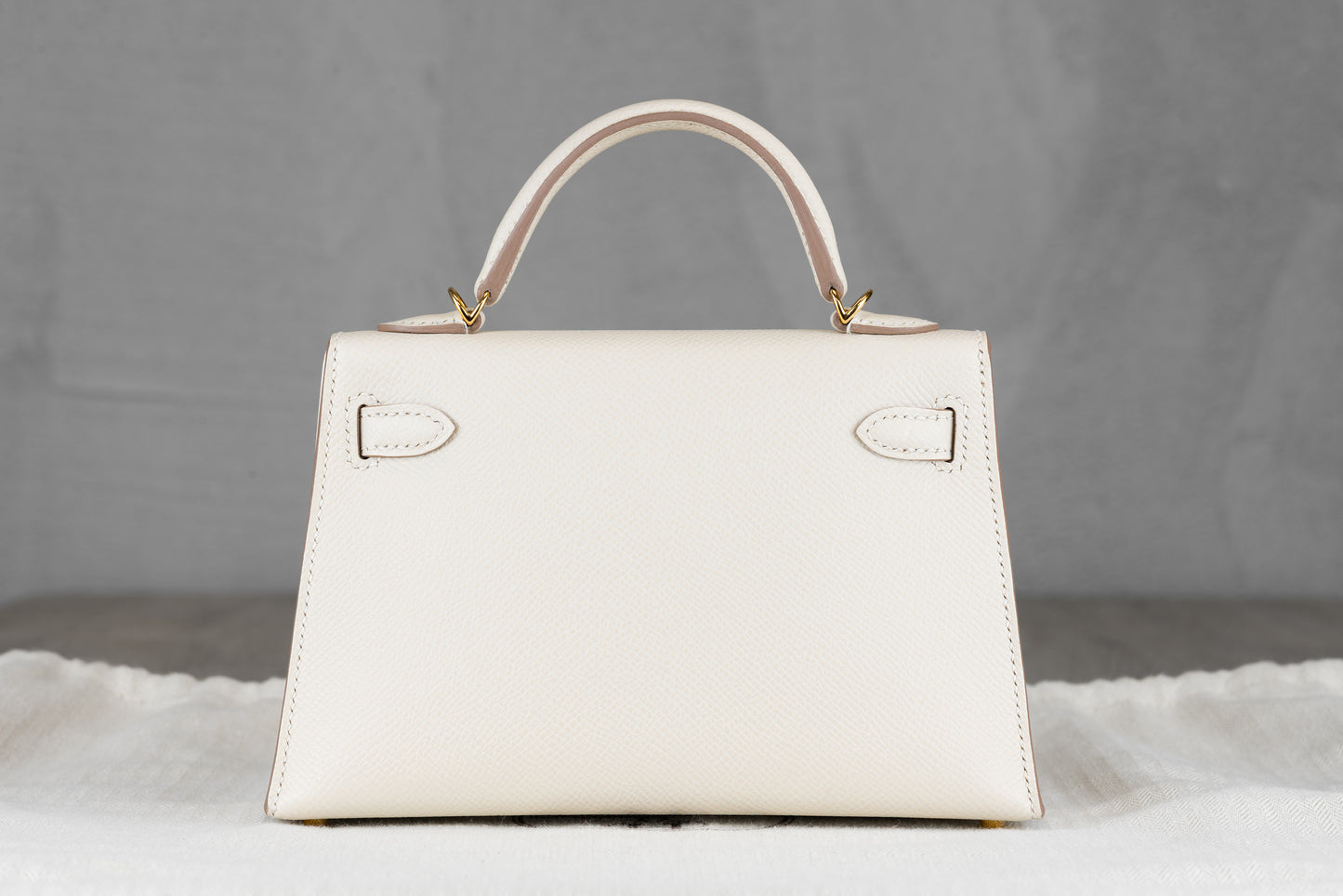 Hermès K20 Mini Kelly II 20 Sellier Bag in HSS Craie Ugris Perle Epsom Leather with Gold Hardware