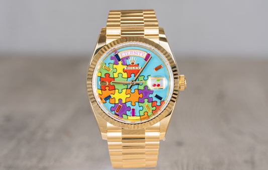 Rolex Day-Date 36 President Yellow Gold Jigsaw Emoji Puzzle Dial 128238