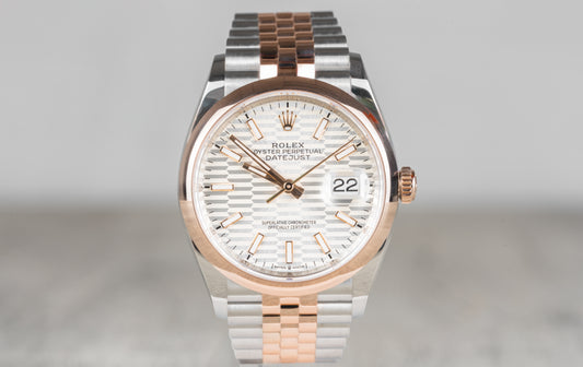 Rolex Date-Just Motif Dial Two Tone Rose Smooth Bezel 2024 126201 *discontinued dial*