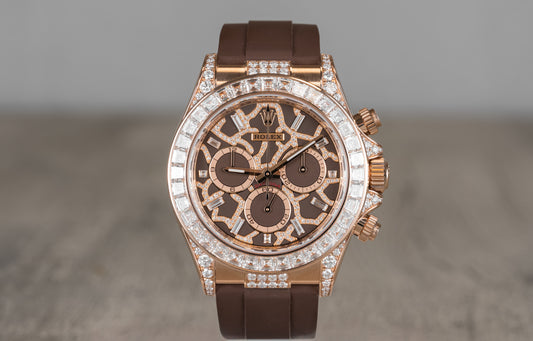 Rolex Daytona 'Giraffe' Rose Gold Chestnut Brown Diamond Dial Diamond Bezel 126555TBR