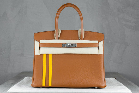 Hermès B30 Birkin 30 Retourne Bag in Officer Gold Togo Leather with Palladium Hardware