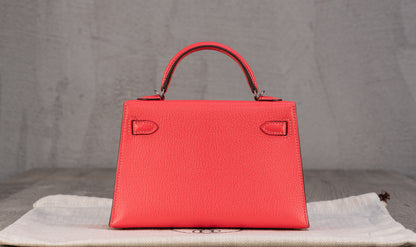 Hermès K20 Mini Kelly II 20 Sellier Bag in Rose Lipstick Epsom Leather with Palladium Hardware