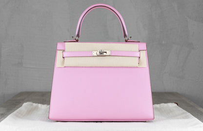 Hermès K25 Kelly II 25 Sellier Bag in Mauve Sylvester Epsom Leather U Stamp with Palladium Hardware