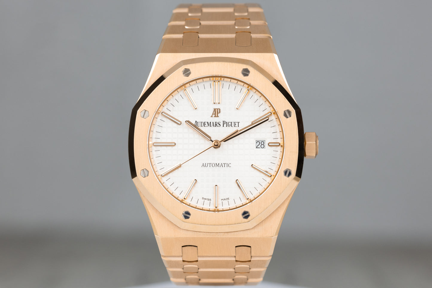 Audemars Piguet 15400OR Royal Oak Selfwinding Rose Gold White Dial