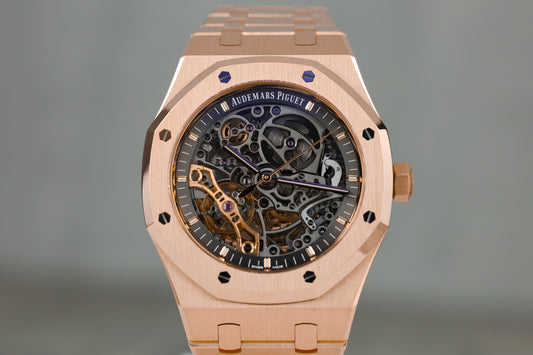 Audemars Piguet 15407OR Royal Oak Rose Gold Double Balance Wheel Openworked Dial