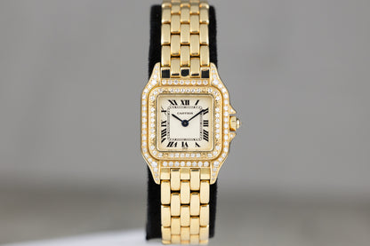 Cartier 10702 Panthere de Cartier Small Yellow Gold Factory Diamond White Roman Numeral Dial