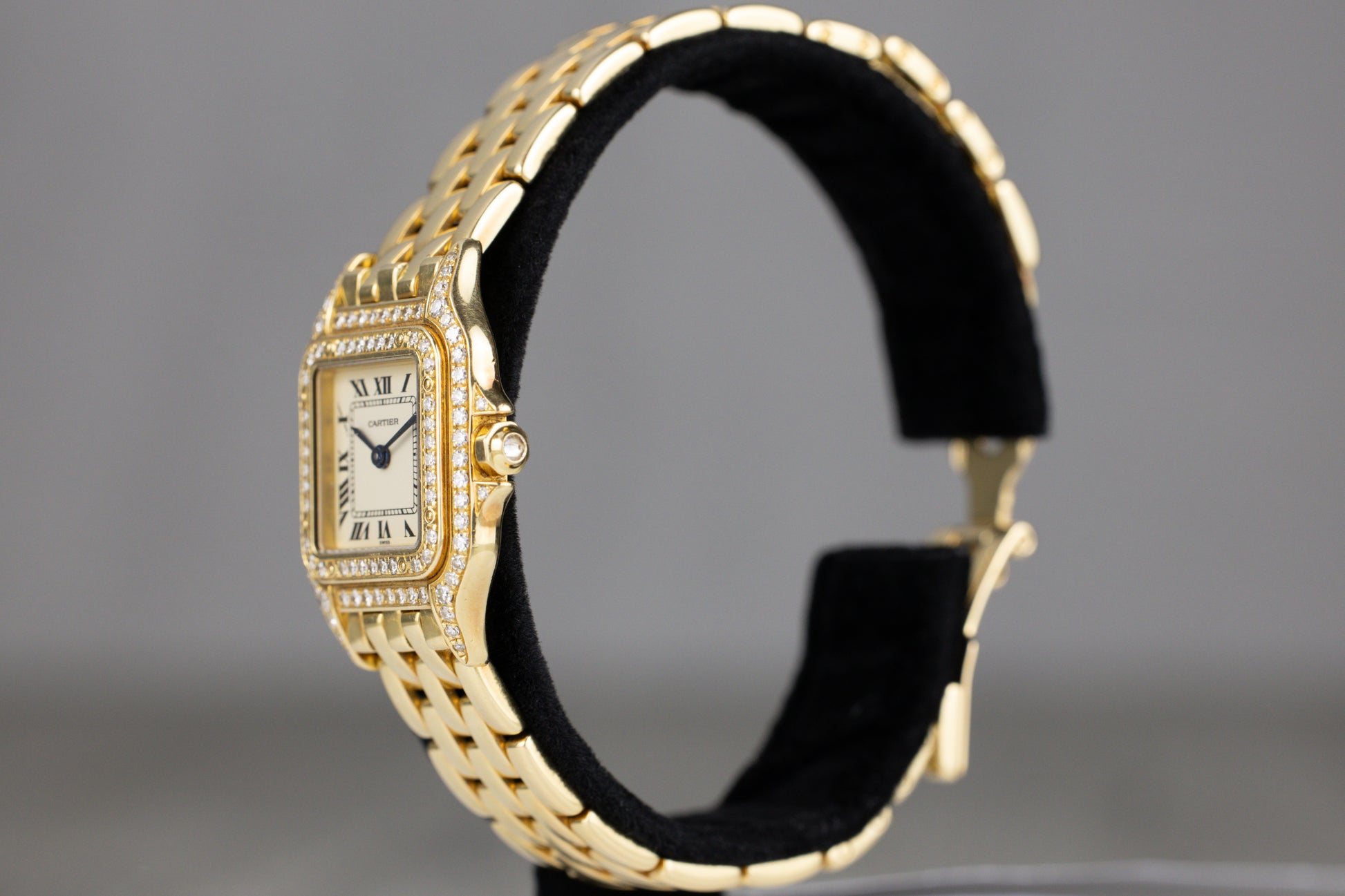 Cartier 10702 Panthere de Cartier Small Yellow Gold Factory Diamond White Roman Numeral Dial