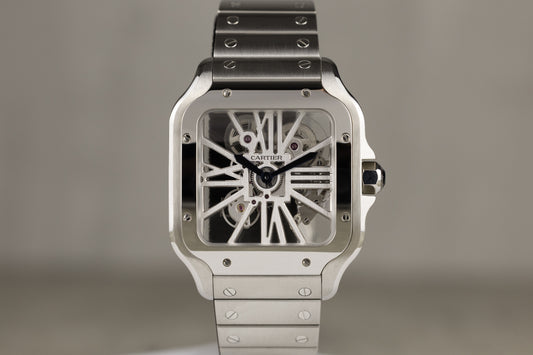 Cartier WHSA0033 Santos De Cartier Stainless Steel Skeleton Dial