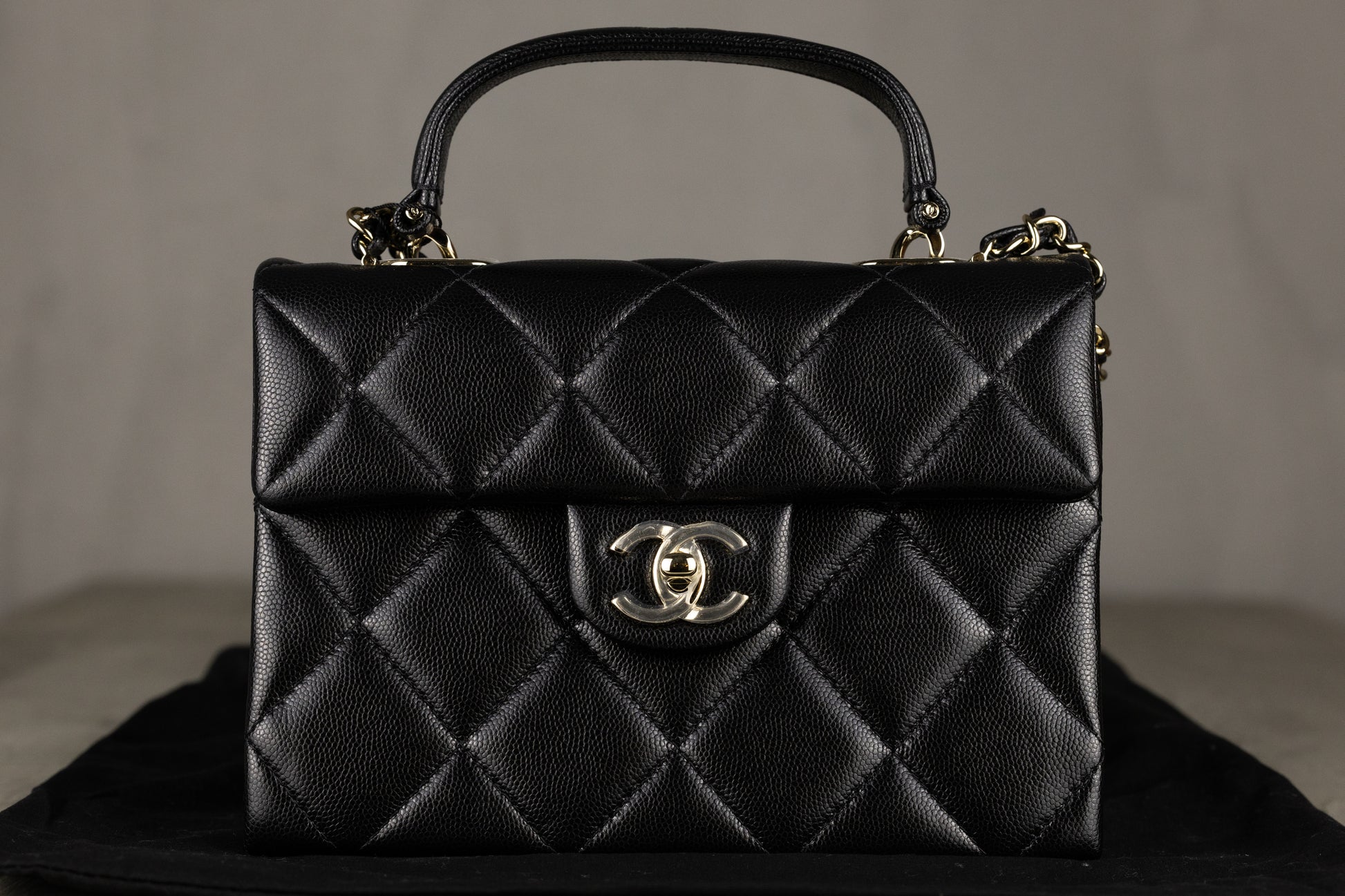 Chanel AS4711 B15583 94305 Mini Coco Flap Bag with Top Handle in Black Quilted Caviar Leather & Silver-Tone Hardware