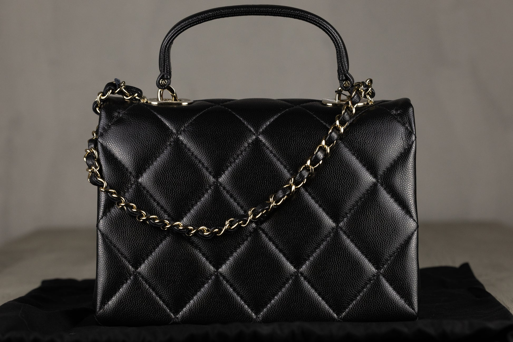 Chanel AS4711 B15583 94305 Mini Coco Flap Bag with Top Handle in Black Quilted Caviar Leather & Silver-Tone Hardware