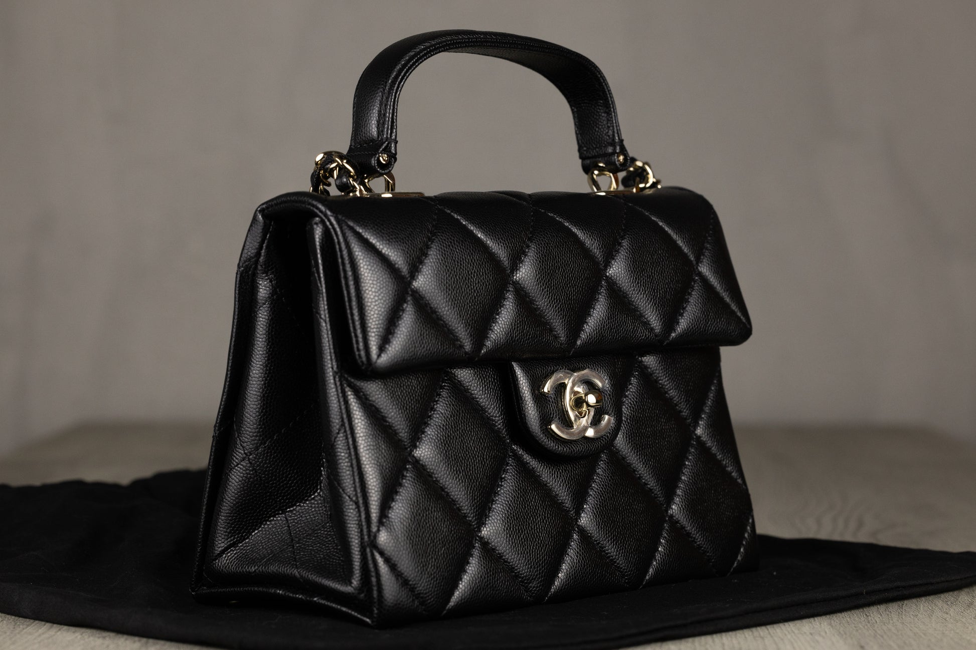 Chanel AS4711 B15583 94305 Mini Coco Flap Bag with Top Handle in Black Quilted Caviar Leather & Silver-Tone Hardware