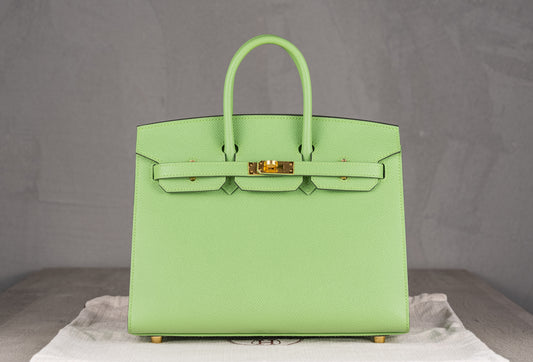 Hermès B25 Birkin 25 Sellier Bag in Vert Criquet Epsom Leather and Gold Hardware