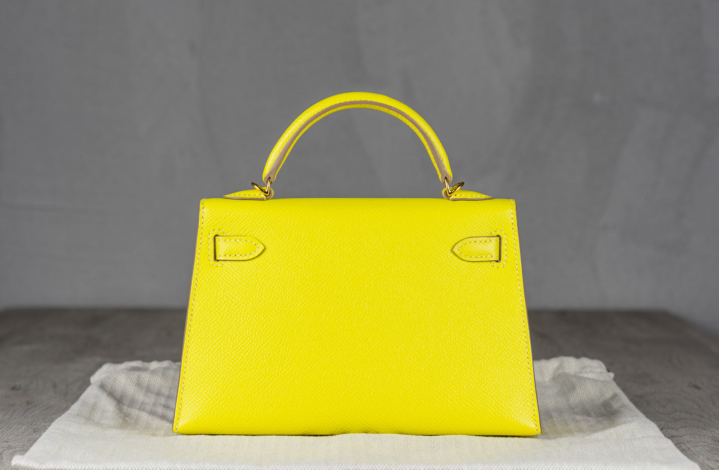 Hermès K20 Mini Kelly II 20 Sellier Bag in Lime Epsom Leather with Gold Hardware