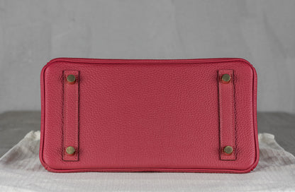 Hermès B25 Birkin 25 Retourne Bag in Rougue Grenat Togo Leather with Gold Hardware