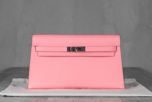 Hermès Kelly Handbag in Rose Confetti Epsom Calfskin Leather with Palladium Hardware